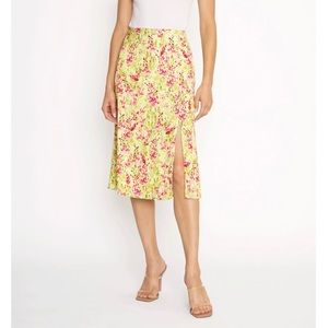 4SI3NNA CARLEA SKIRT - GREEN COLORFUL FLORAL MIDI SKIRT